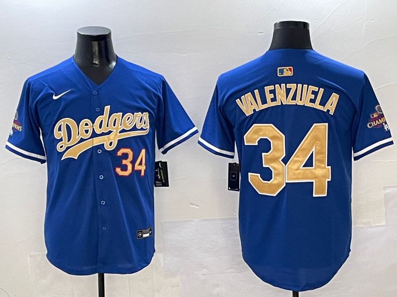 Men Los Angeles Dodgers #34 Valenzuela Blue Gold Game Nike 2025 MLB Jersey style 1->los angeles dodgers->MLB Jersey